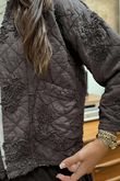 Cabbage Rose Cotton Quilted Jacket Coffee Bean
